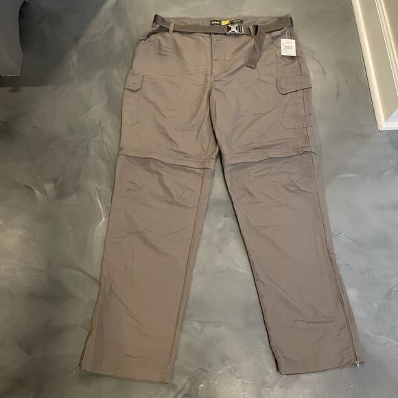 Cabela’s Convertible Cargo Pants Men 42x36 Belted Classic Fit Ankle Zip Gray - Picture 1 of 9